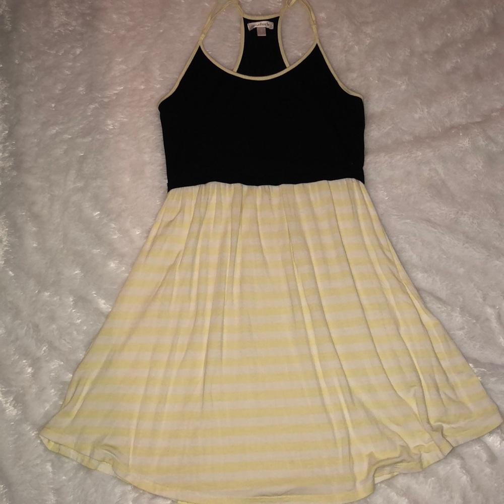 Black and yellow striped dress.